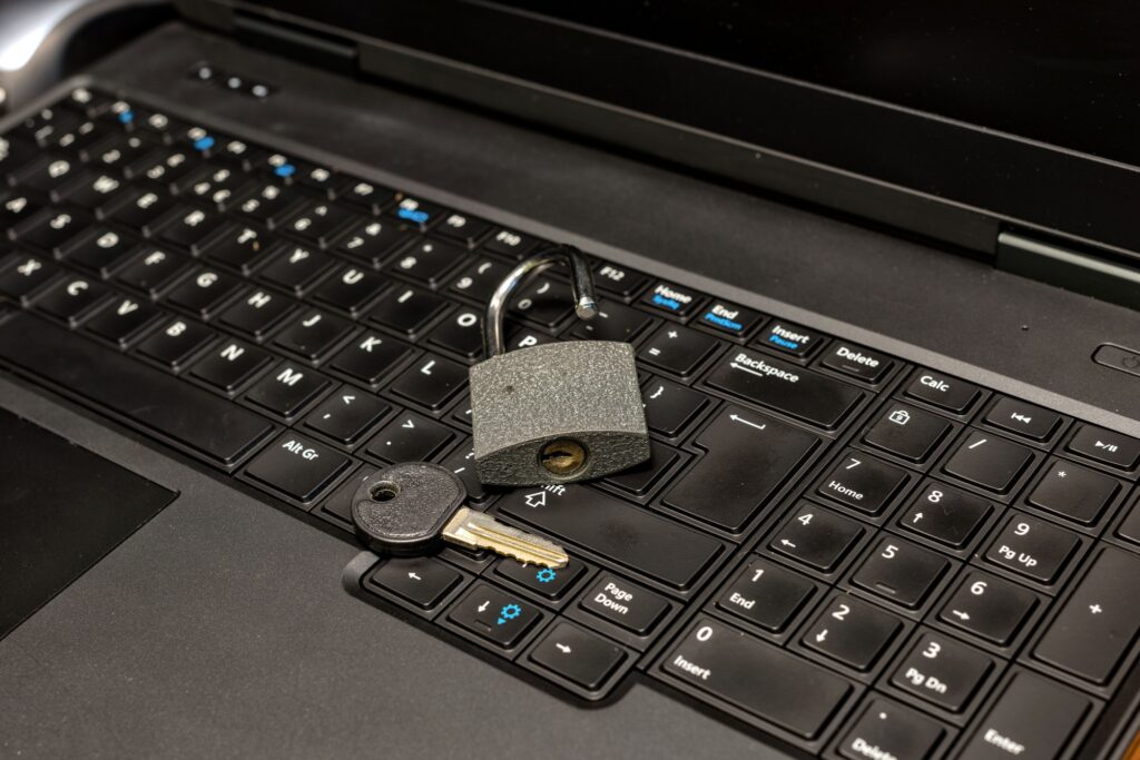 lock and key as symbol for Privacy and General Data Protection Regulation on a notebook computer